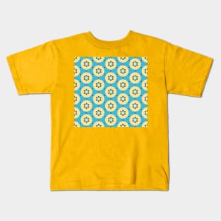 Blue and yellow hippie pattern Kids T-Shirt